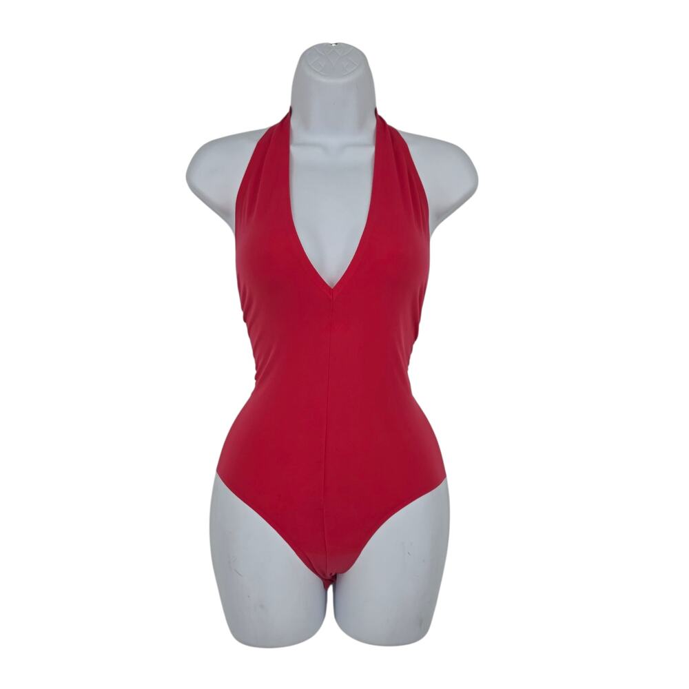 Commando Watermelon Pink Ballet Deep Plunge V-Neck Halter Bodysuit One Size